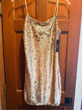 Lulu's Gold Sequin Mini Slip Dress
